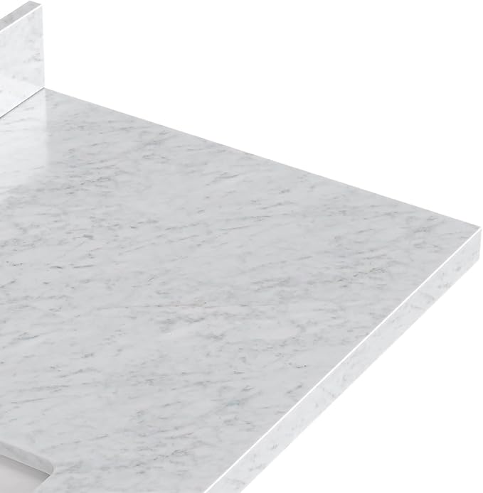 Isabella 60-inch Vintage Green Bathroom Vanity with Center Rectangle Single Sink, Italian Carrara Marble Countertop & Backsplash, Solid Wood Frame, Soft-Closing & Dovetail Drawers