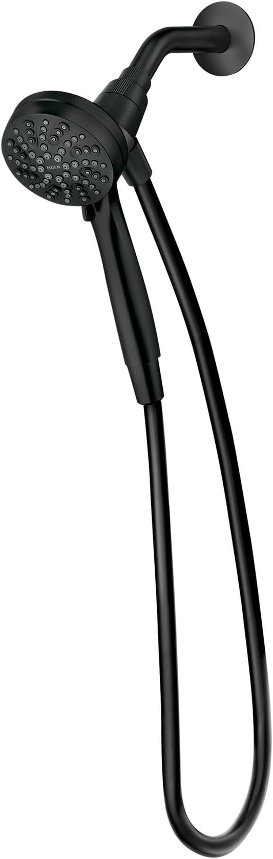 Moen Engage Magnetix Matte Black 3.5-Inch Six-Function Detachable Handheld Showerhead with Magnetic Docking System, 26100BL