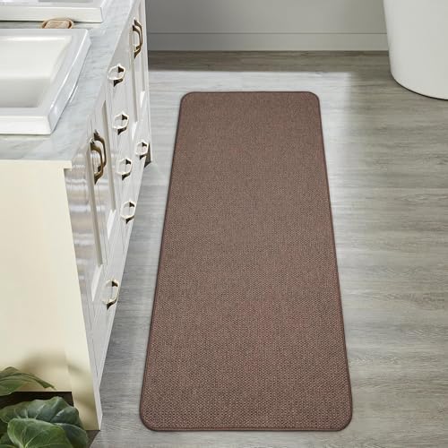 Bosap Bath Mat,Ultra Thin Bathroom Runner Rugs,Large Bath Mats for Bathroom,Quick Dry,Non-Slip,Machine Washable,Low Pile,Bath Rug,Shower Outside,Sink,Home Decor Accessories.Brown,2'x5'(24x60inch)
