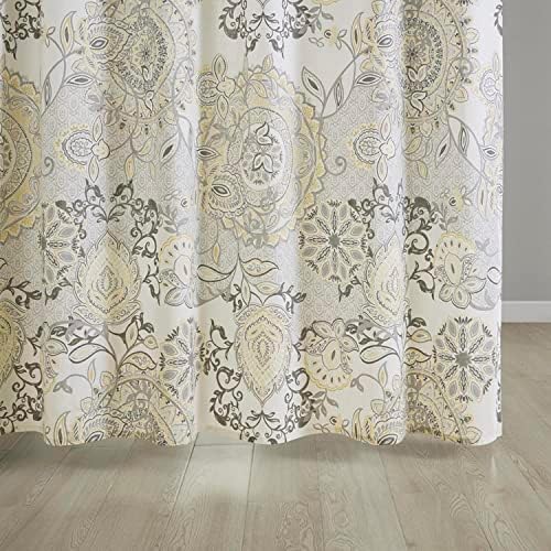 Madison Park Isla Shower Curtain for Bathroom, Cotton, 72 x 72, Yellow