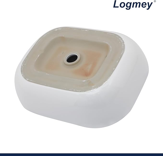 Logmey 18 Inch Bathroom Sink 18x14 Countertop Vessel Sink Rectangular Large Porcelain Ceramic White Bathroom Sink Modern Above Counter Vanity Sink Bowl