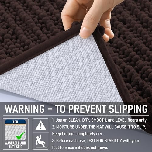 OLANLY Bathroom Runner Rugs 47x24, Thick Soft Absorbent Chenille Bath Rugs