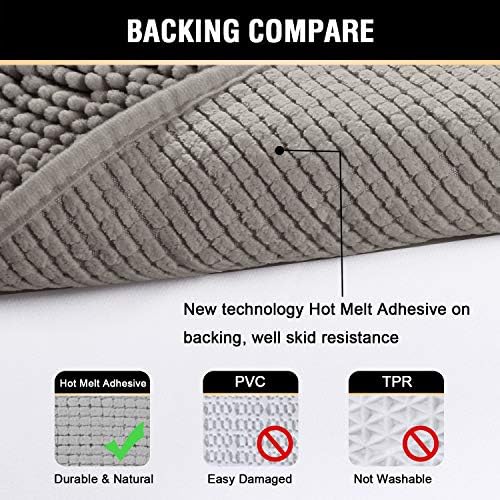 H.VERSAILTEX Microfiber Bath Rugs Chenille Floor Mat Ultra Soft Washable Bathroom Dry Fast Water Absorbent Bedroom Area Rugs, 24 x 42 - Inch, Dark Grey