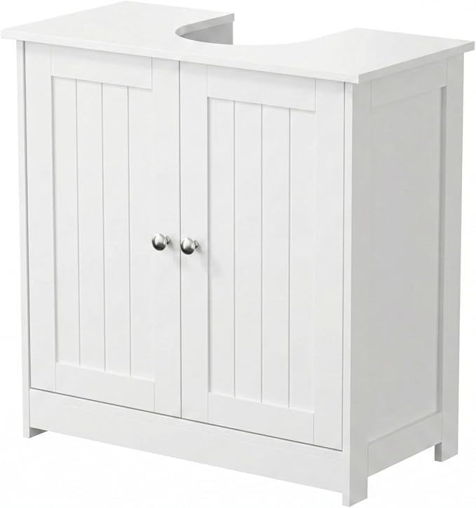 Bonnlo Pedestal Sink Storage Cabinet with 2 Doors Traditional Under Sink Cabinet Bathroom Space Saver Organizer with Adjustable Shelf White 23 5/8" W x 11 7/16" D x 23 5/8" H
