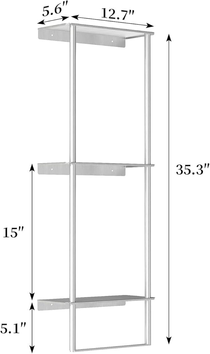 Bethom Towel Racks for Bathroom, 3Tier Towel Storage Rack, Brushed Nickel | Towel Rack for Bathroom with Shelf & Towel Bar, SUS304 Stainless Steel Rustproof, Easy to Install, Keeps Towels Tidy