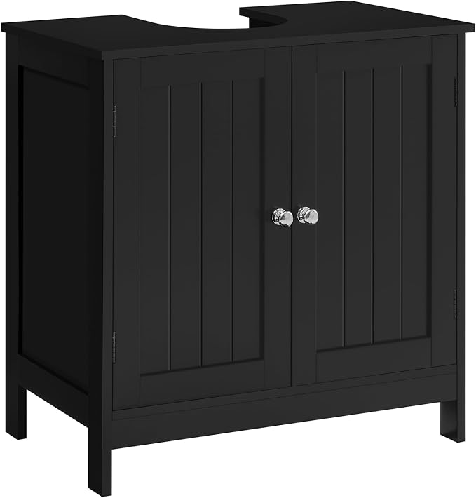 TEENFON Pedestal Sink Storage Cabinet, Under Sink Cabinet with 2 Doors & Shelf, Under Bathroom Sink Cabinet, Pedestal Sink Storage for Bathroom, Black