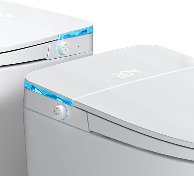 Smart Toilet with Bidet Built in, Tank Built in with Powerful Flush, Heated Seat, Auto Flush and Close, Warm Water, Air Dryer, Night Light and ADA Comfort Height for Bathroom