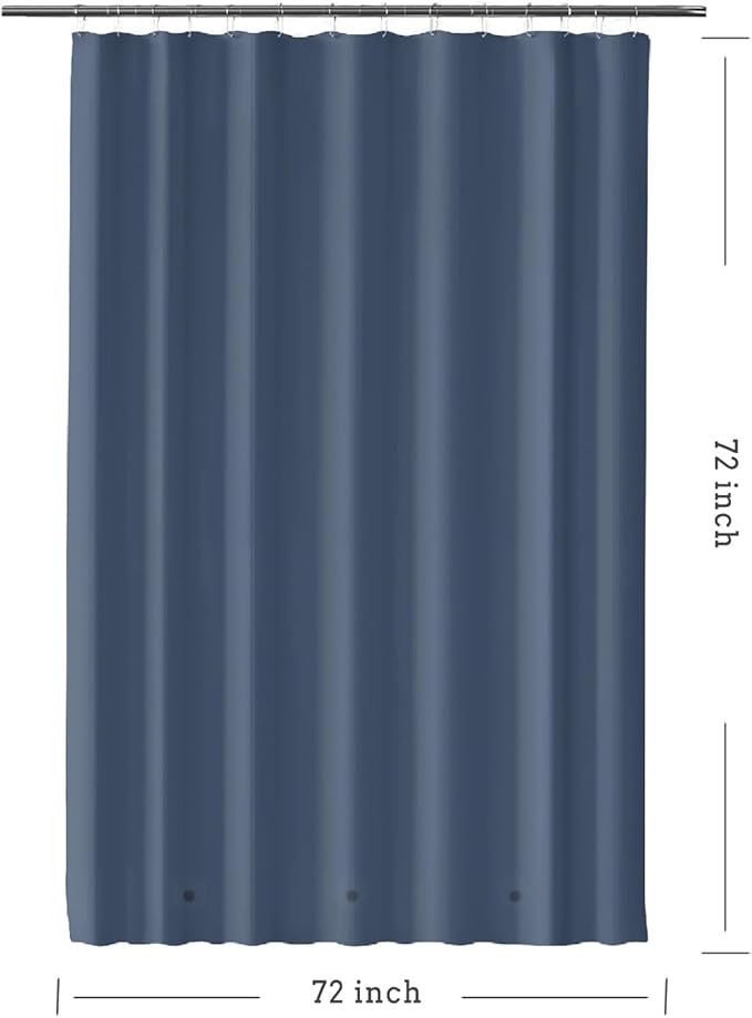 Dark Blue Shower Curtain Liner, 4G PEVA Shower Liner, Plastic Waterproof Shower Curtains, 72x72 inch with Grommet Holes 3 Magnetic Weights