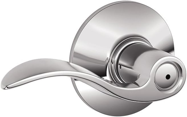 Schlage F40 ACC 625 Accent Door Lever, Bed & Bath Privacy Lock, Bright Chrome