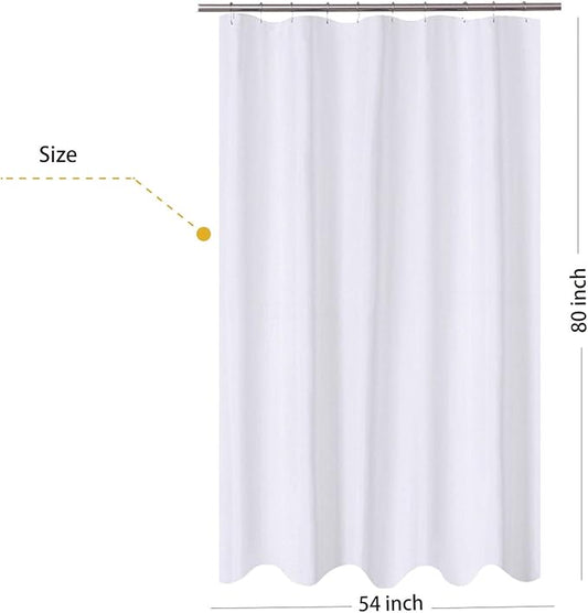 N&Y HOME Fabric Shower Curtain Liner Extra Long Stall Size 54 Width by 80 Length inches, Hotel Quality, Washable, White Bathroom Curtains with Grommets, 54x80