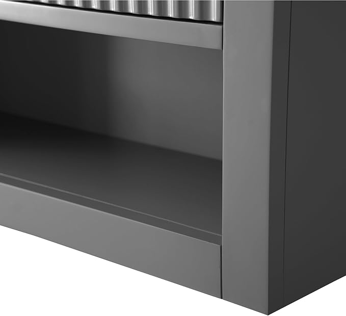 HOMEBEYOND 24 Inches Bathroom Vanity Wall Mount Storage Cabinet & Shelves, Free-Standing Vanity with Soft-Closing Doors, Golden Brushed Handware, Cashmere Gray