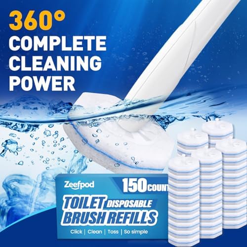 150 Pack Toilet Brush Refills, Disposable Toilet Cleaning Pads