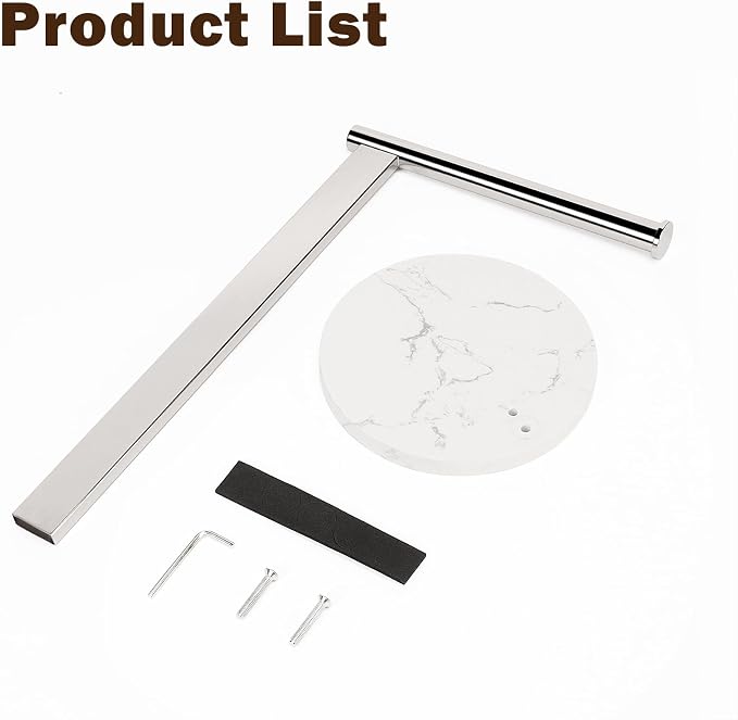 Hand Towel Holder Stand for Bathroom, L- Shaped Standing Hand Towel Rack, Towel Bar Kitchen Vanity Countertop Organizer, SUS304 Stainless Steel Material (Marble Base, Chrome)