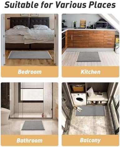 Upgraded Waffle Bath Mat Runner Absorbent Non Slip Bathroom Mat, 2' x 6'