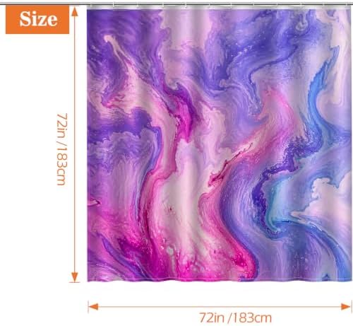 Aimego Purple Shower Curtain Pink and Purple Tie Dye Marble Shower Curtains Set with 12 Hooks for Bathroom Decor Accessories Bathtub Curtain, 72"x72"