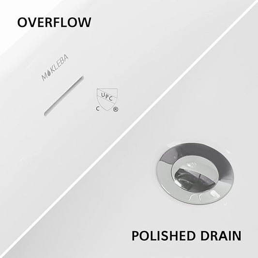 59" Acrylic Freestanding Bathtub, Double Ended Free Standing Tub, Soaking Tub with Integrated Slotted Overflow, Toe-Tap Chrome Drain, cUPC Certified, Glossy White