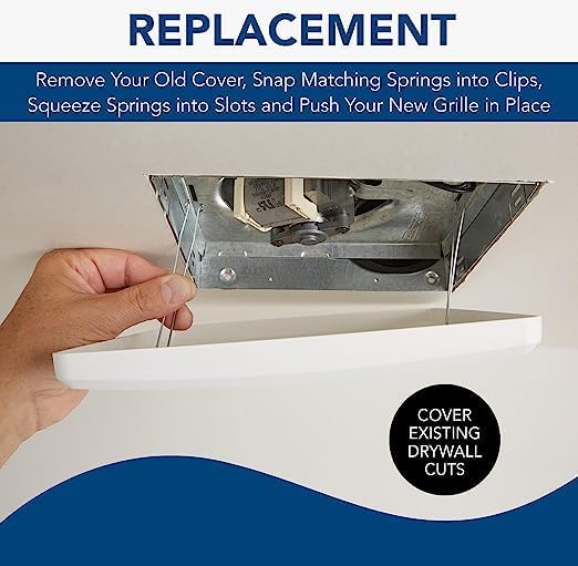Broan-NuTone FGR300 Replacement Grille Cover for Roomside Series Bathroom Ventilation Fan, Easy Installation, White Cover dimension: 11-3/8"” x 12" x 1" | Bathroom Ventilation Fan, Easy Installation, White Cover dimension: 11-3/8"” x 12" x 1"
