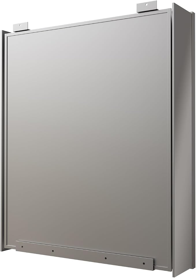 20x24 Inch Recessed Medicine Cabinet with Mirror, Aluminum Medicine Cabinet Mirror, Recessed or Surface Mount with 2 Adjustable Shelves Storage Organizer, Pre-Assembled Door, Soft-Closed System