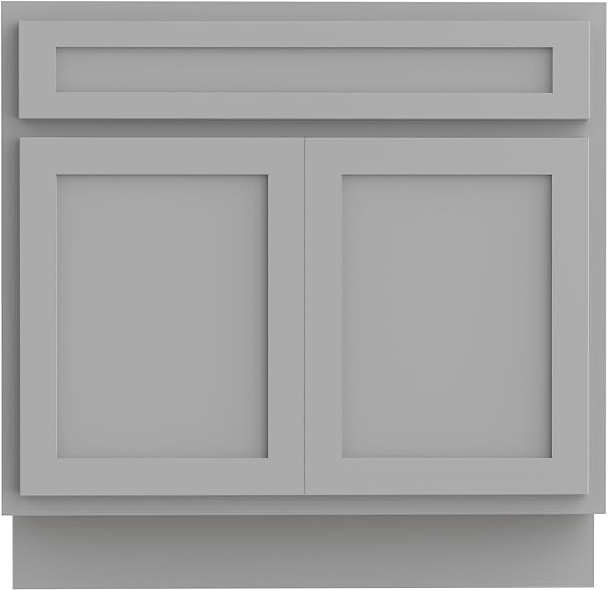 Vanity Art 30 Inch Double Shutter Door Bathroom Vanity Base Cabinet with Soft Closing Shaker Drawer, Strudy Floor Mount Storage Cabinet Organizer for Bedroom, Living Room, Kitchen, VA4030G
