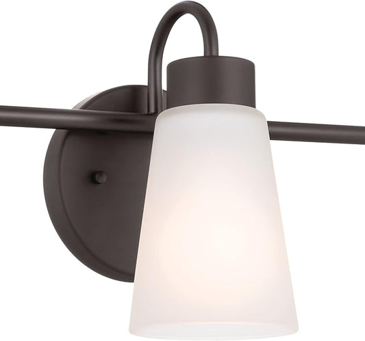 Kichler Erma 3-Light Bathroom Vanity Light Fixture with Clear Satin Etched Glass, Updated Traditional Wall Light in Olde Bronze®, (23" x 8.5")
