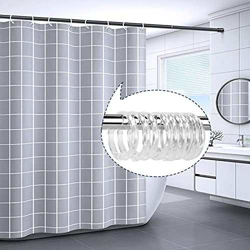 Clear Plastic Shower Curtain Rings, 12 PCS Circular Plastic Shower Curtain Hooks for Bathroom Shower Curtain Rod, Clear Shower Hooks for Shower Curtain, O Shaped Shower Rings for Curtain