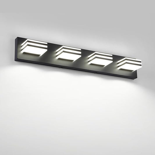 Black Bathroom Light Fixtures 24W Wall Light for Mirror 27 Inch Vanity Lighting Fixtures over Sink 4 Light LED Vanity Lamp Modern over Mirror Light Fixture Acrylic LED Light Bar for Bathroom Restroom
