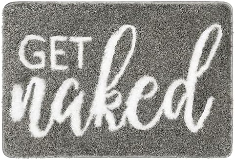 Small Get Naked Bathroom Rugs - Funny Bath Mats Non Slip Cute Carpet for Bathroom Floor Decor Water Absorbent Bath Rugs for Sink Bathtub and Shower Gray 16" x 24"