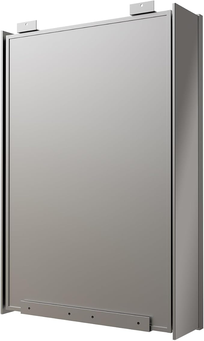 16x24 Inch Recessed Medicine Cabinet with Mirror, Aluminum Medicine Cabinet Mirror, Recessed or Surface Mount with 2 Adjustable Shelves Storage Organizer, Pre-Assembled Door, Soft-Closed System