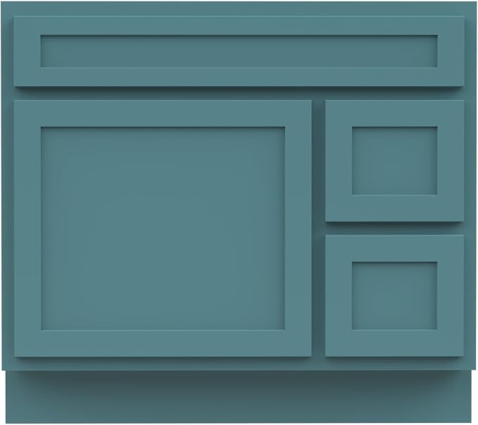Vanity Art 36 Inch Single Bathroom Vanity Base Cabinet with 2 Functioning Shaker Drawers, Strudy Floor Mount Green Storage Cabinet Organizer for Bedroom, Living Room VA4036-2RGN