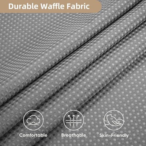 Grey Shower Curtain and Liner Set, 3 in 1 Waffle Shower Curtain Set with 12 Double Sided Shower Curtain Hooks, Fabric Shower Curtains for Bathroom 72 x 72