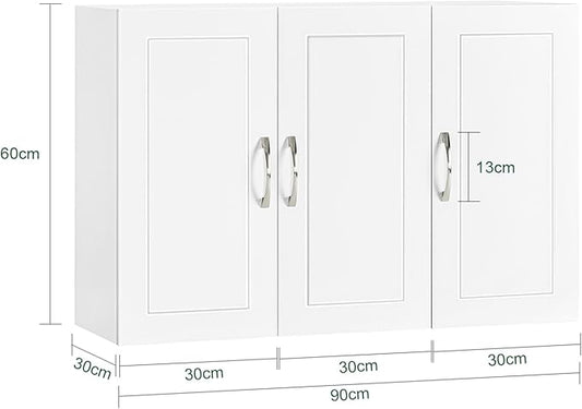 Haotian Wall Cabinet for Laundry Room, Wall Storage Medicine Cabinet for Bathroom Kitchen Garage, Linen Tower Bath Cabinet with Shelf, White FRG231-L-W