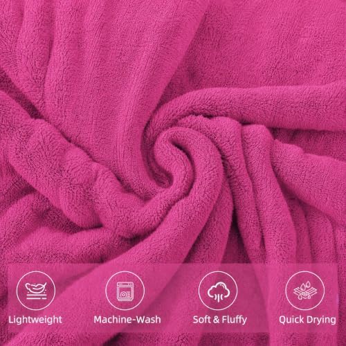 6-PCS Coral Fleece Microfiber Towel Set with Gold Stripes, Super Absorbent, Multiple Colors Available for Home, Bathroom, Hotel & Gym (6, Rose red)
