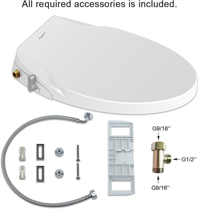 Toilet Seat Bidet Seat with Self Cleaning Dual Nozzles Non electric Separated Rear & Feminine Cleaning Natural Water Spray, soft close toilet seat,Easy DIY Installation