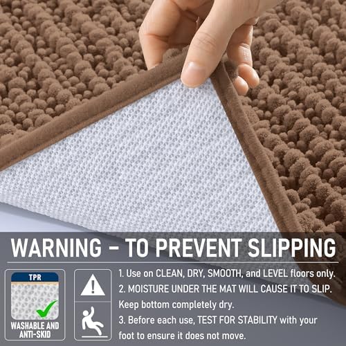 OLANLY Bathroom Runner Rugs 70x24, Thick Soft Absorbent Chenille Bath Rugs