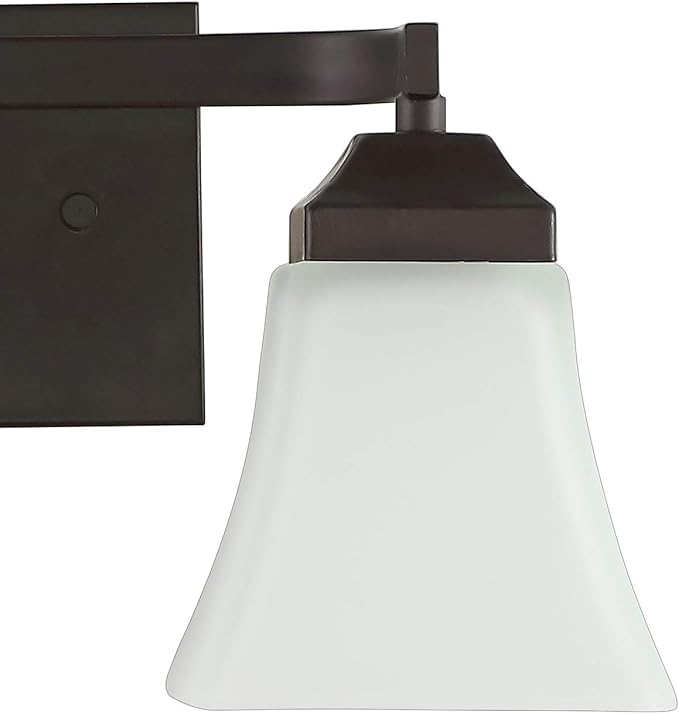 JONATHAN Y 15" Oil Rubbed Bronze Modern Cottage LED Vanity Light Wall Sconce, Farmhouse Wall Lamp for Bathroom Mirror Kitchen, White Glass Shade, LED Bulb Included (JYL7523A)