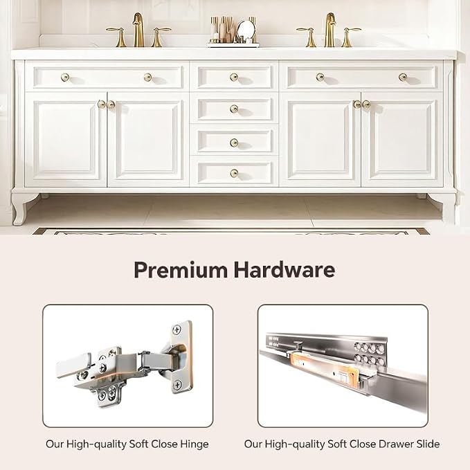 48-92IN Single/Double Sink Bathroom Vanity, Defogging Smart Mirror, Modern American Free Standing Vanity with Bathroom Cabinet