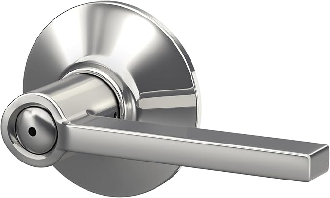 Schlage F40 LAT 625 Latitude Door Lever, Bed & Bath Privacy Lock, Bright Chrome