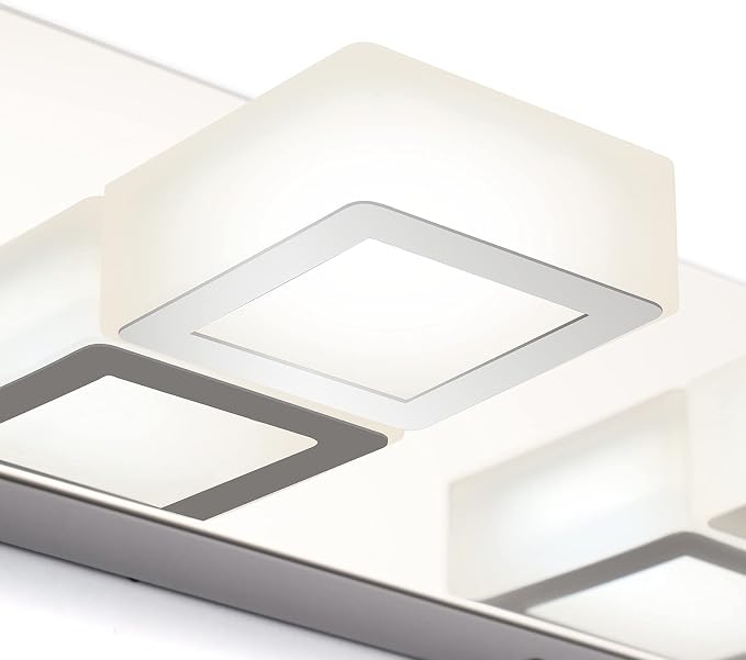 Ralbay Modern LED Bathroom Vanity Lights Chrome Stainless Steel Acrylic Bathroom Wall Lighting Fixtures Modern LED Vanity Lights Over Mirror(Natural White Light)
