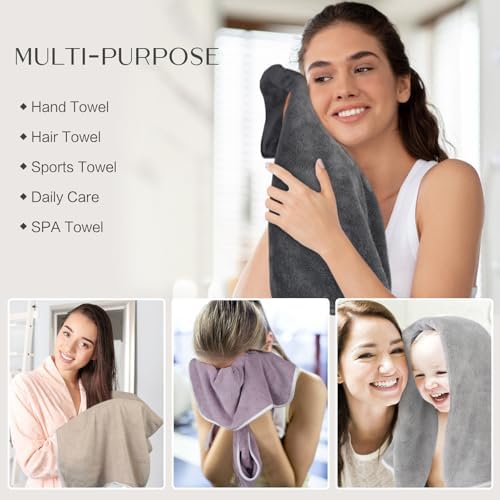 KinHwa Hand Towels for Bathroom, Microfiber Face Towels, 16x30 Inch, 4 Pack