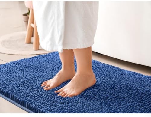 LOCHAS Luxury Bathroom Rug Shaggy Bath Mat 24 x 36 Inch, Blue