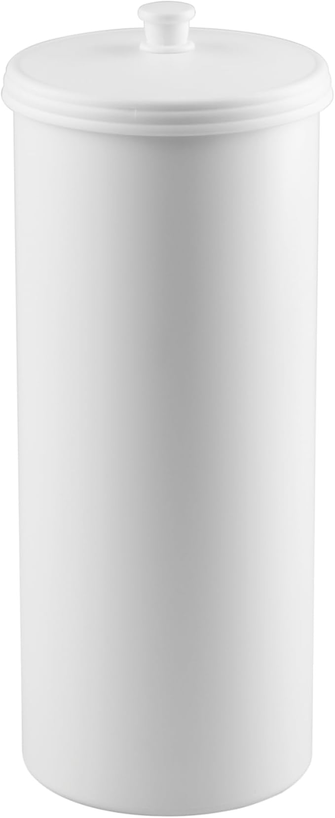iDesign Freestanding Bathroom Toilet Paper Storage Holder, White | With Lid, For 3 Extra Rolls