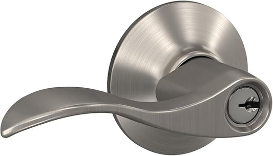 Schlage F51A ACC 619 Accent Door Lever, Keyed Entry Lock, Satin Nickel