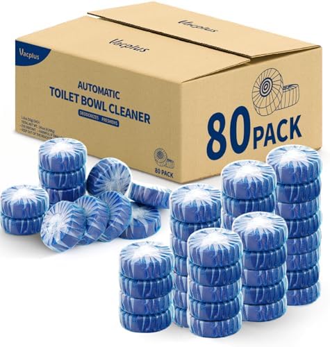 Vacplus Toilet Bowl Cleaner Tablets, 80 Pack, Auto Cleaning, Long-Lasting