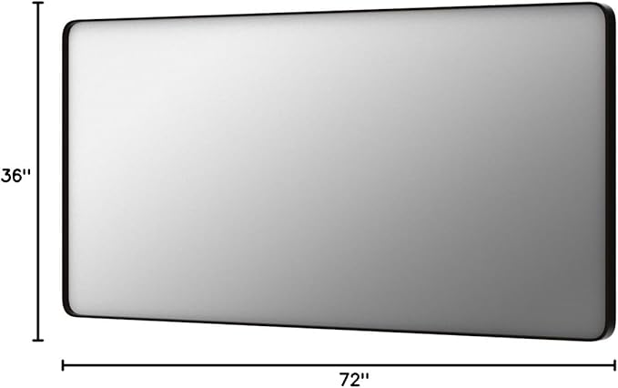 LOAAO 72X36 Inch Black Bathroom Mirror Metal Framed | Matte Black, Rounded Rectangle, Anti-Rust, Tempered Glass, Hangs Horizontally or Vertically