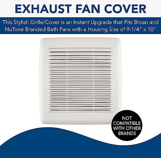 Broan-NuTone FGR300 Replacement Grille Cover for Roomside Series Bathroom Ventilation Fan, Easy Installation, White Cover dimension: 11-3/8"” x 12" x 1"