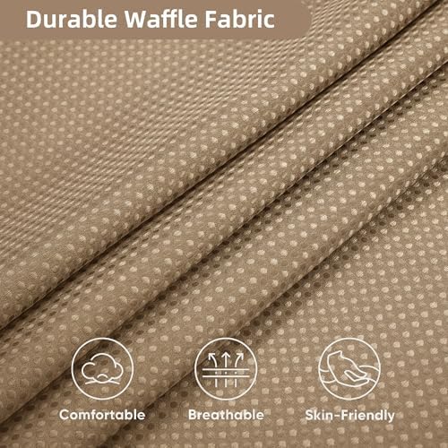 3 in 1 Shower Curtain Set, Waffle Shower Curtain and Liner Set with 12 Double Sided Shower Curtain Hooks, 72 x 84 Fabric Shower Curtains for Bathroom, Beige
