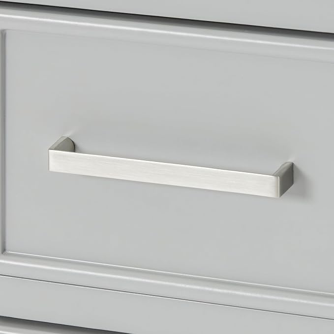 DKB Langford 54-inch Grey Bathroom Vanity with Center Rectangle Single Sink, Italian Carrara Marble Countertop & Backsplash, Solid Wood Frame, Soft-Closing & Dovetail Drawers