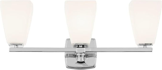 Kichler Marant 21.25" 3-Light Vanity Light with Opal Glass in Chrome, for Bathroom, Powder Room, Over Mirror, (21.25" W x 9.5" H), 55216CH