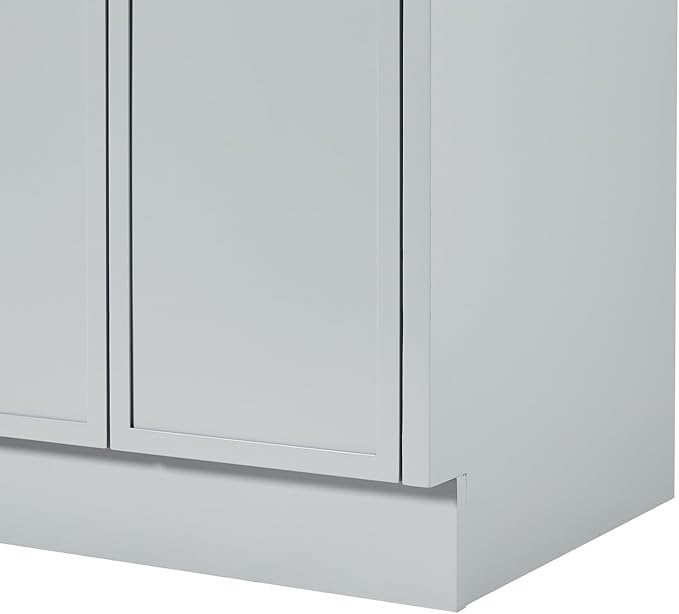 ARIEL Kelly 66-inch Bathroom Vanity with Sink,Solid Wood, 1.5-inch Pure White Quartz Countertop & Backsplash, Double Rectangular Porcelain Sink, 4 Soft Closing Doors, 5 Dovetail Drawers, Grey
