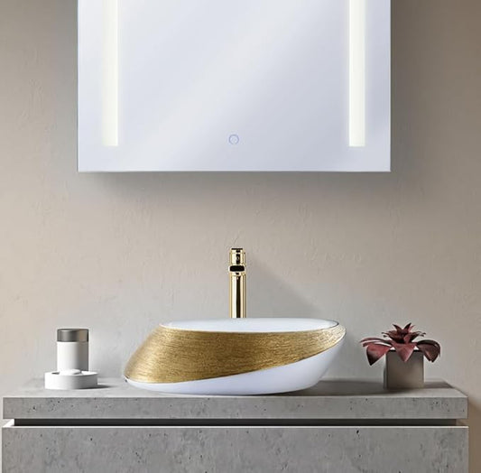 LUXURY VESSEL OVAL 20 X 15 BRUSHED GOLD